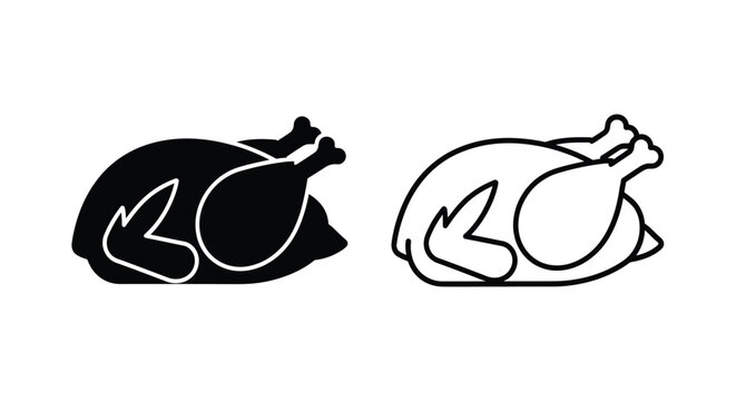 Two representations of a roasted turkey one solid and one outline