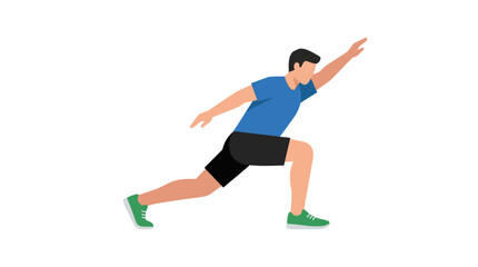 Fototapeta premium Athlete Dynamic Stretching Position d flat vector isolated white background