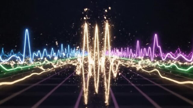 Audio-Reactive Neon Waveforms &mdash; Colorful Emotional Sine Waves Seamless 4K Loop