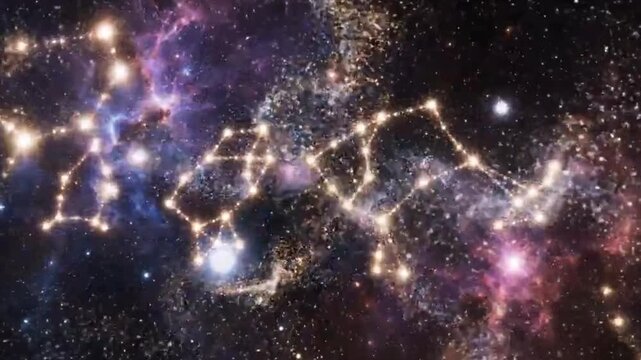 Celestial Space with Glowing Constellations Dissolving into Particles &mdash; Dreamy 4K Relaxation Loop