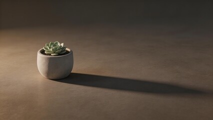 Minimalist Plant Pot with Long Dramatic Shadow