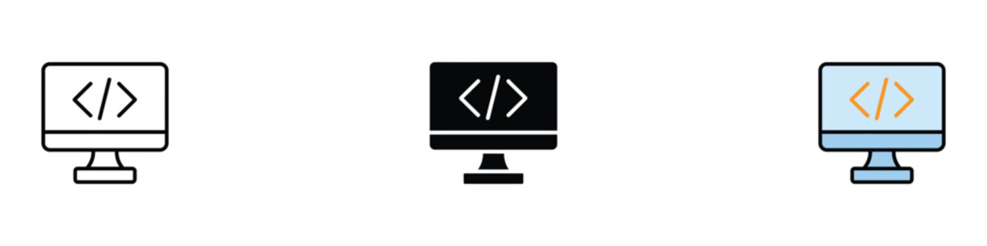 Web development icon vector. Programming code symbol for software engineering and script writing. Vector Illustration.
