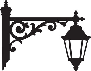 vintage street lamp silhouette ornate wall mounted lantern vector illustration © Mohaiminul