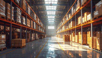 Fototapeta premium Morning ambience of warehouse storage 