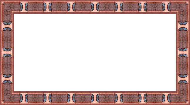 Breiter leerer rechteckiger Bilderrahmen aus Holz mit wei&szlig;en Hintergrund