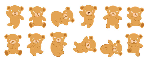 collection of adorable teddy bear illustrations in multiple