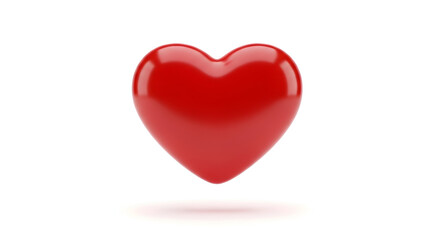 Fototapeta premium A shiny red heart on a white background with subtle shadow.