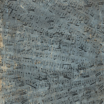 Vintage Musical Notes Background with Antique Sheet Music Texture, Aged Paper, Distressed Grunge Overlay, Classical Manuscript Pattern, Retro Music Score Design for Posters, Album Covers and Creative 