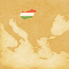 Ocher map of Balkans - Hungary