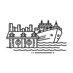 Obraz premium Cargo Ship Docked at Industrial Harbor.