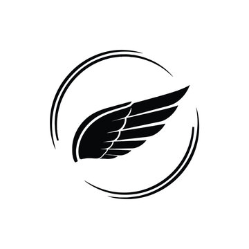 Wing graphic design within a circle symbolizing freedom and flight