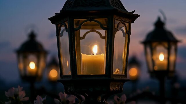 lanterns candlelight dusk garden glow ambiance closeup