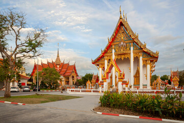 Fototapeta premium Wat Chalong temple in Phuket, Thailand, or Chalong Temple, built at the beginning on 19th century. Its real name is Wat Chaiyathararam. Buddhist temple of Phuket, Thailand.