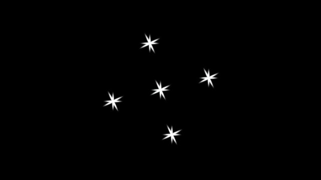 Twinkle light stars sparkling, star twinkling for festive holiday event, sparkling stars animation, white cartoon, stars sparkle vector doodles, glowing light effect on black background 4k