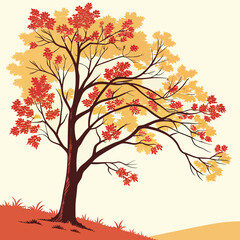 Obraz premium Vibrant Autumn Tree with Red and Yellow Leaves. Fall Season Landscape.