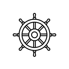Obraz premium Ship Wheel Illustration Simple Black Design.