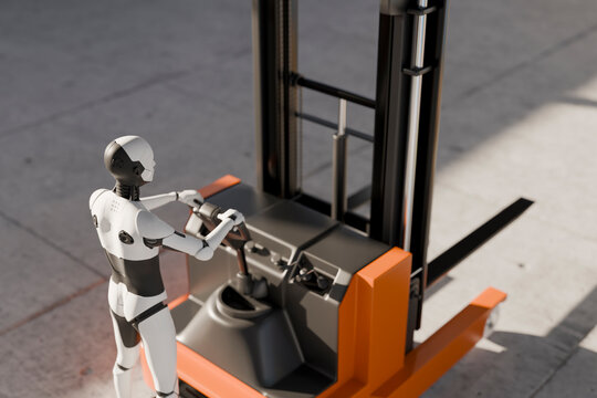 3D Robot Forklift Console, warehouse controls for pallet lift