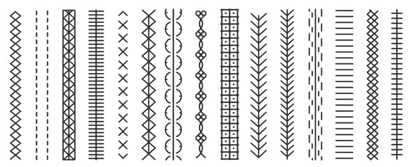 collection of decorative sewing machine stitch patterns for