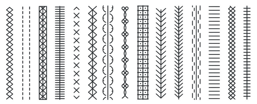 collection of decorative sewing machine stitch patterns for