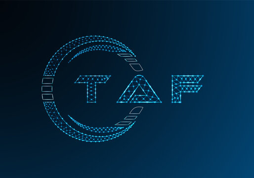 TAF low poly letter logo vector design. TAF lower poly logo design. Low poly logo.