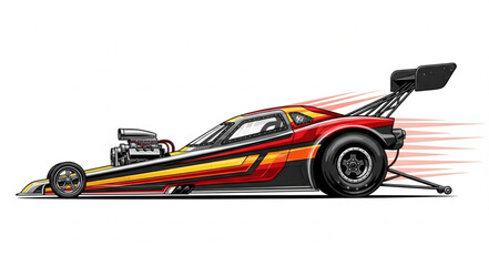 Red Dragster Racing Car Speed. © Adi