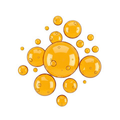 Fototapeta premium A cluster of vibrant yellow bubbles floating in a white background