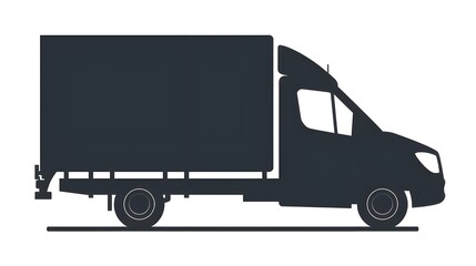 Black Semi Truck Silhouette Side View