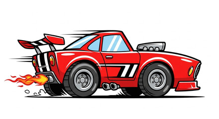 Red Sports Car Racing Illustration. © Reza
