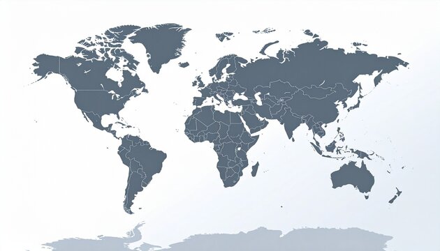 "World Map with Shaded Countries Highlighting Africa and Middle East Regional Emphasis"