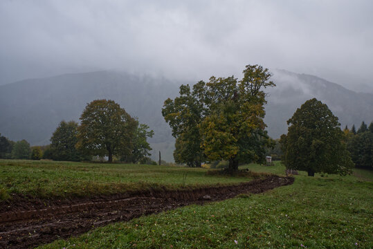 Cloudy autumn day on Japen mountain ridge in Velka Fatra mountains in Slovakia
