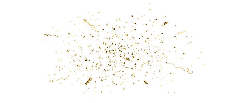 Gold confetti burst. PNG illustration of festive confetti background