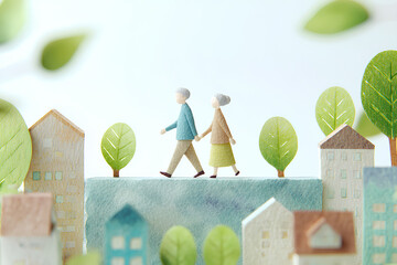 高齢者に優しい安心安全な街づくり風景
