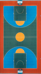 Aerial View of a Vibrant Basketball Court