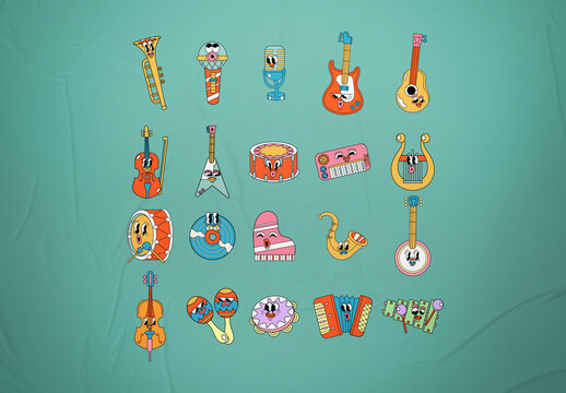 Colorful & Playful Musical Instruments Illustration Set