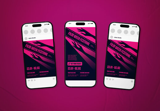 Magenta & Indigo Gradient Film Week Festival Social Media