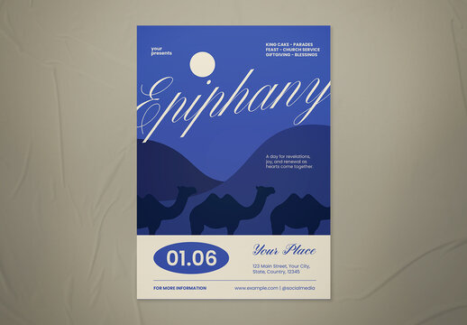 Purple & White Flat Illustration Epiphany Day Flyer