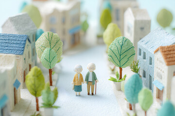 高齢者に優しい安心安全な街づくり風景
