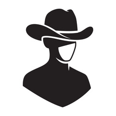 Fototapeta premium Black silhouette of a cowboy wearing a face mask, vector icon for website or presentation