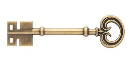 brass key on a transparent background,