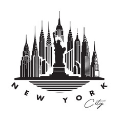 Fototapeta premium New York City Skyline Silhouette Icon