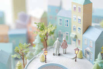 高齢者に優しい安心安全な街づくり風景
