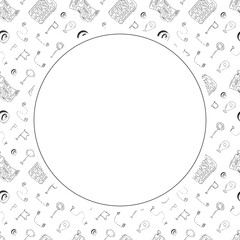 hand drawn map pins location circle frame background