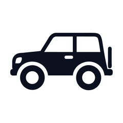 Fototapeta premium A detailed icon of a classic jeep with a surfboard attached to the side