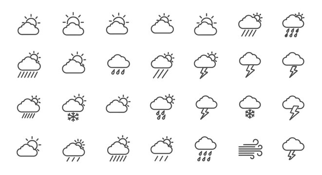 Collection of weather icons depicting various conditions via ImageFX Auto in eps format