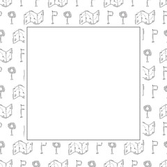 hand drawn map pins location square frame background