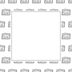 hand drawn map pins location square frame background