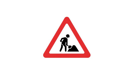 Road Work Ahead Warning Sign.