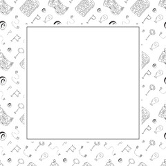 hand drawn map pins location square frame background