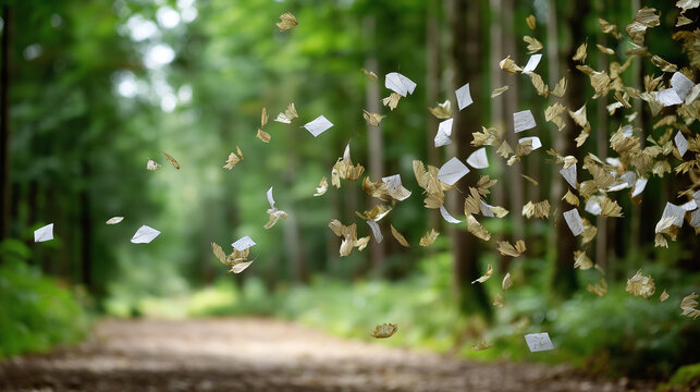 Escaping digital vortex finding solace in symphony of nature, notifications whispers wind, rustling leaves natural disconnection moment, with copy space