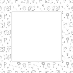 hand drawn map pins location square frame background